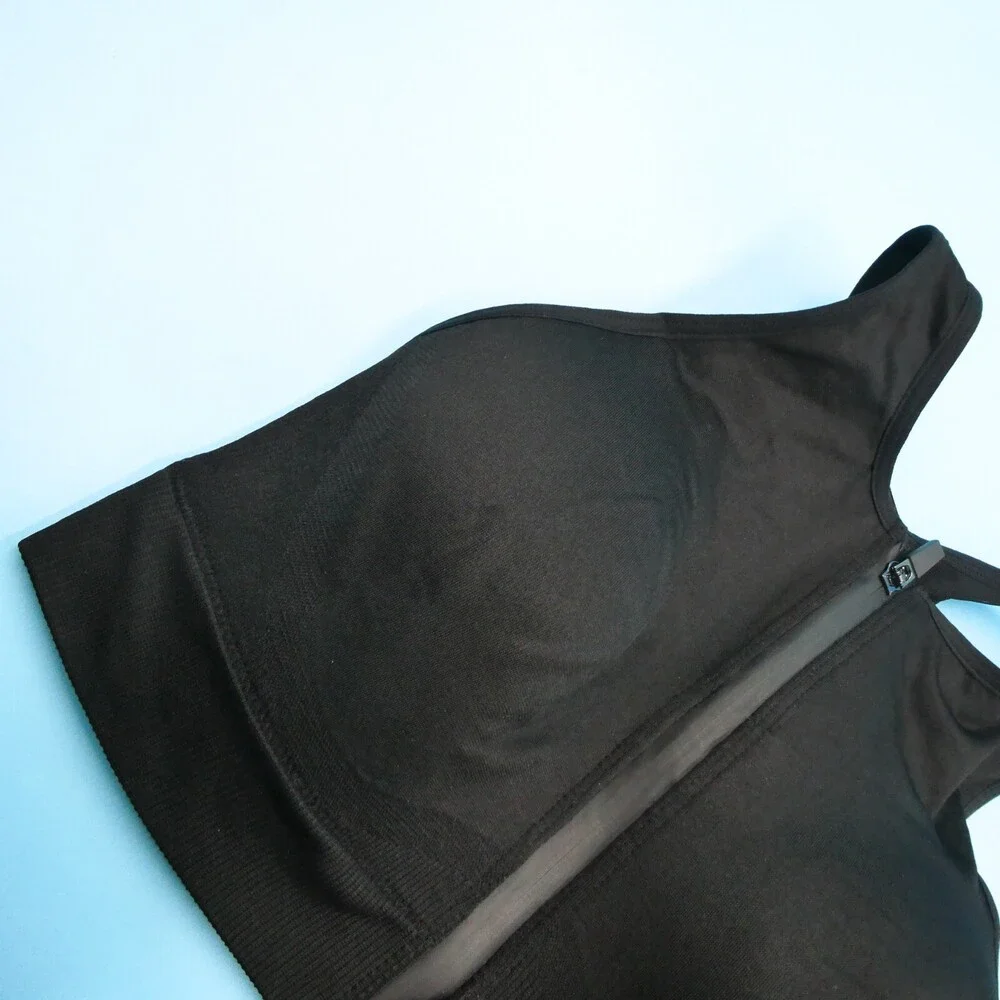 Victorias Secret Sports Bra Medium‎ Black PINK Active Seamless Air Front Zipper